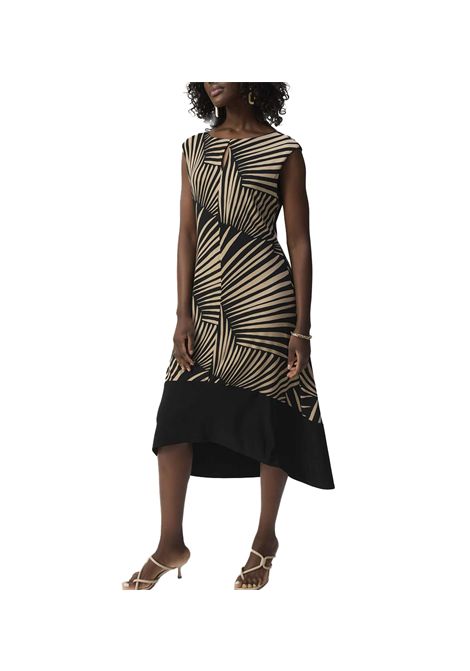 Abito Joseph Ribkoff donna 251107 Fantasia asimmetrico floreale nero beige giromanica girocollo  JOSEPH RIBKOFF | Abiti | 2511074220
